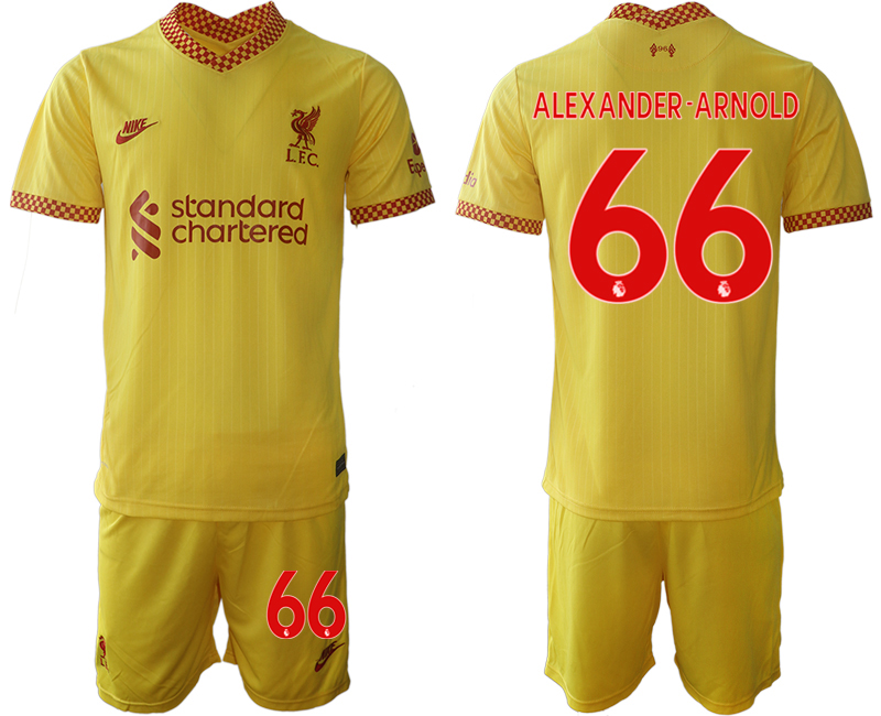 Men 2021-2022 Club Liverpool Second away yellow #66 Soccer Jersey